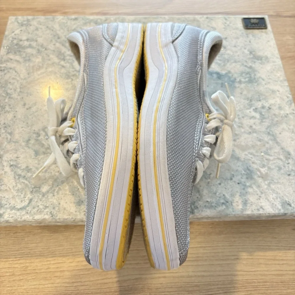 Keds‎ Kick Distressed Metallic Lace Up Womens Silver Sneakers Casual 7.5